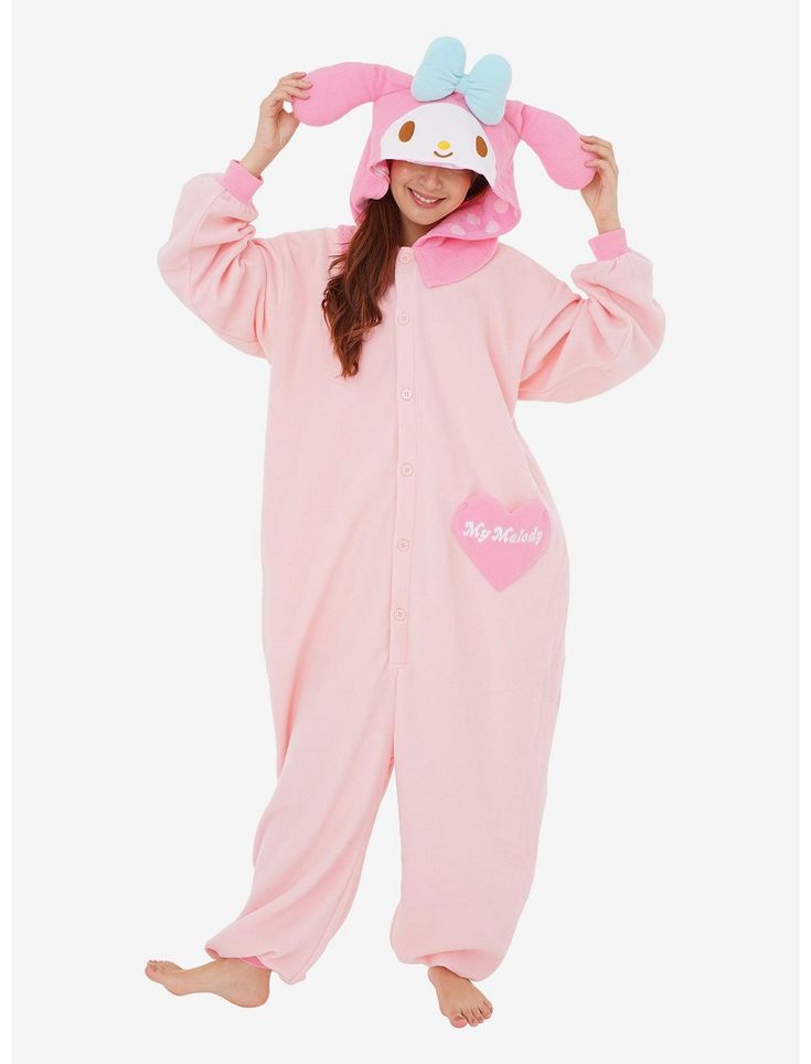 Sanrio My Melody Kigurumi | BoxLunch Room Wear, Sanrio My Melody, Onesie Pajamas, Jirai Kei, Cute Pajamas, Me Time, My Melody, One Size Fits All, Cosplay Costumes