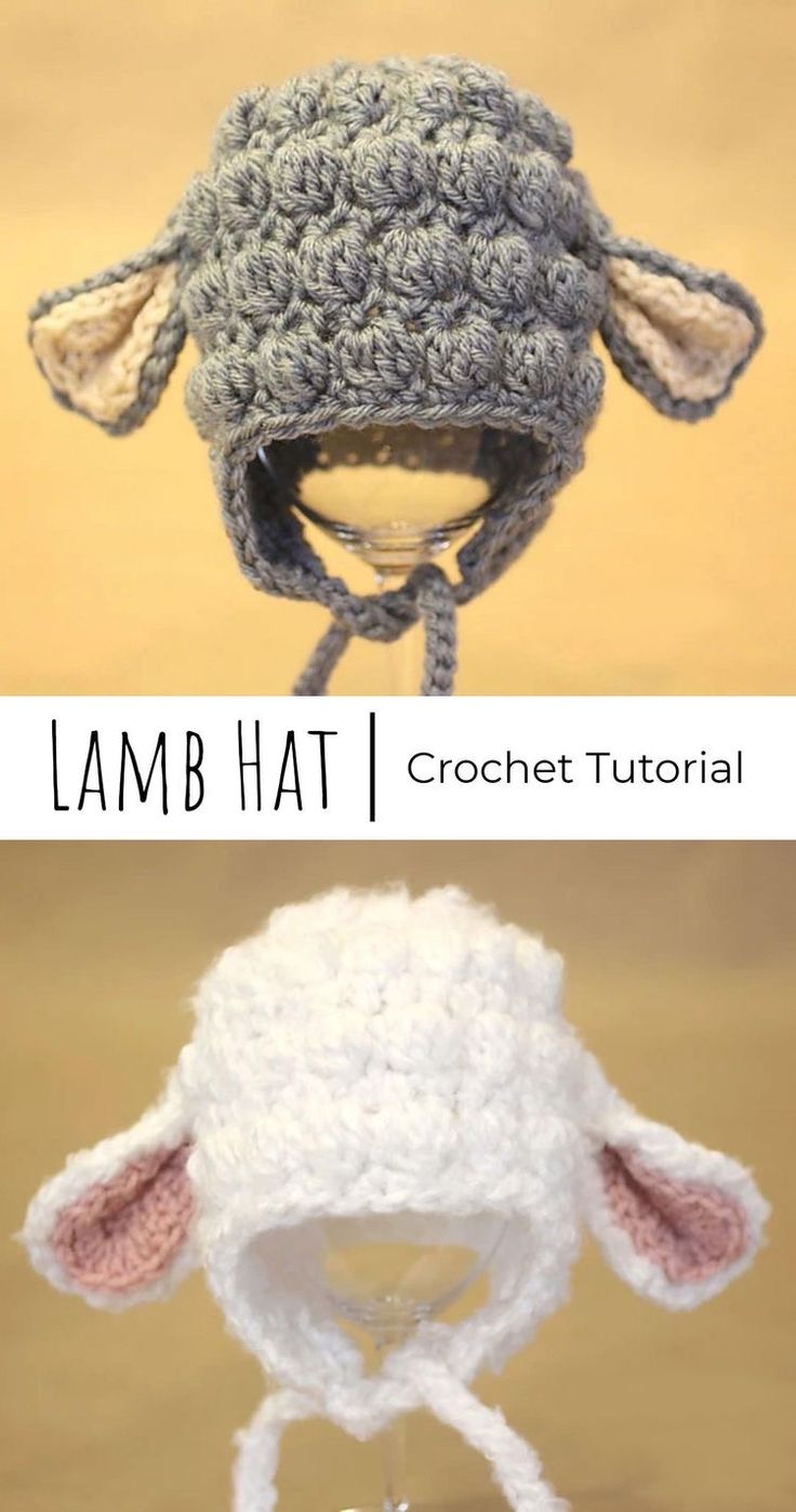 the crocheted hat is made to look like an animal