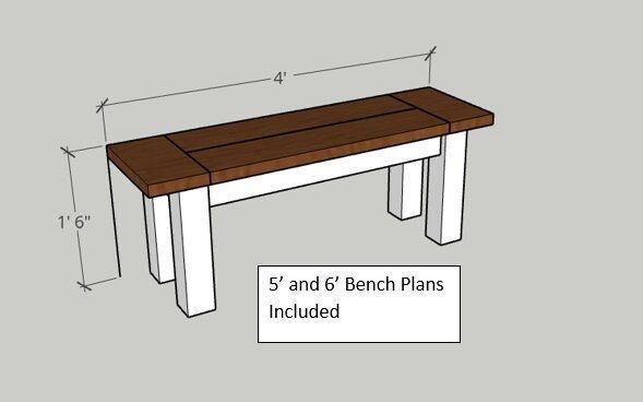 the bench plans are shown with measurements for each piece in front of it and below