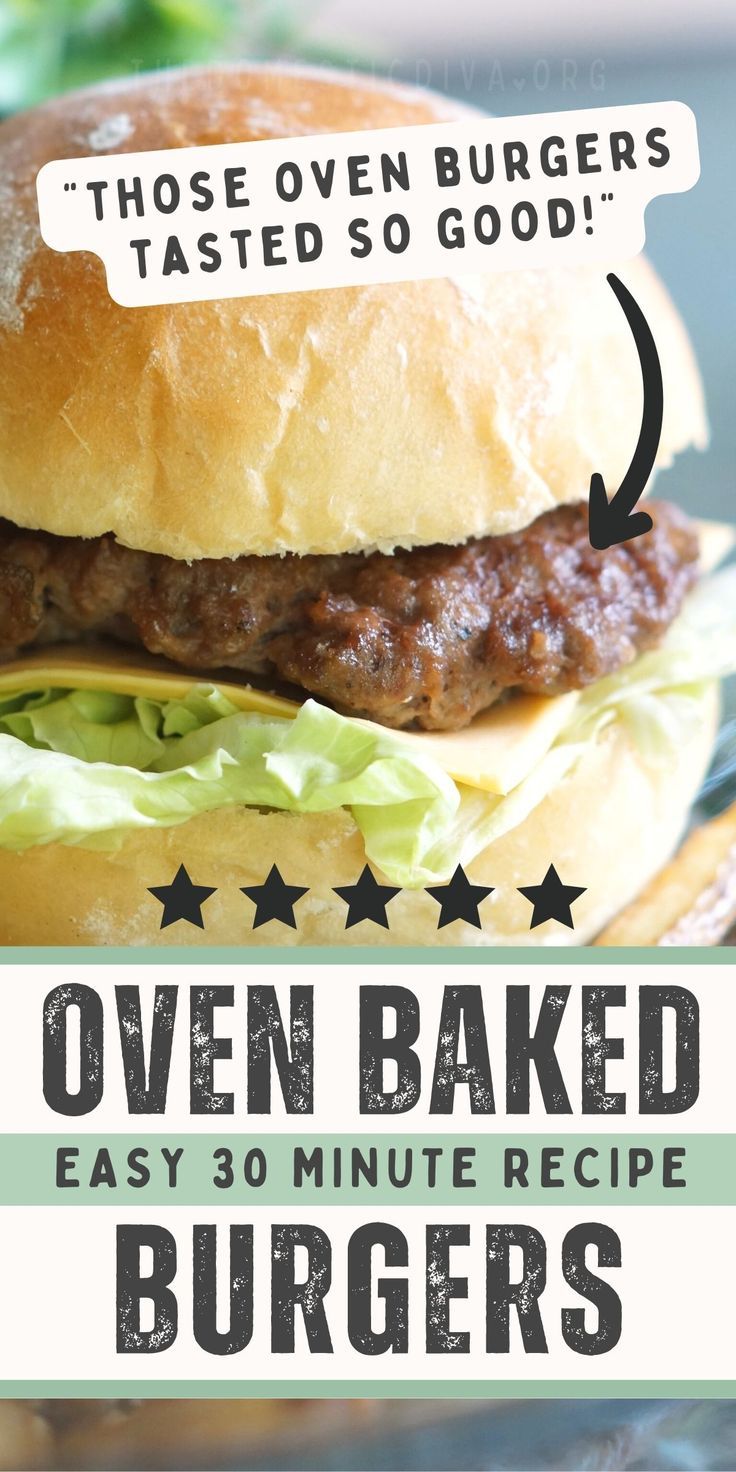 easy 30 minute juicy oven baked hamburger recipe with onions Burgers With Onions, Hamburgers In The Oven, Oven Baked Burgers, Burgers In The Oven, Homemade Beef Burgers, Oven Burgers, Homemade Hamburger Patties, Baked Hamburgers, Baked Burgers