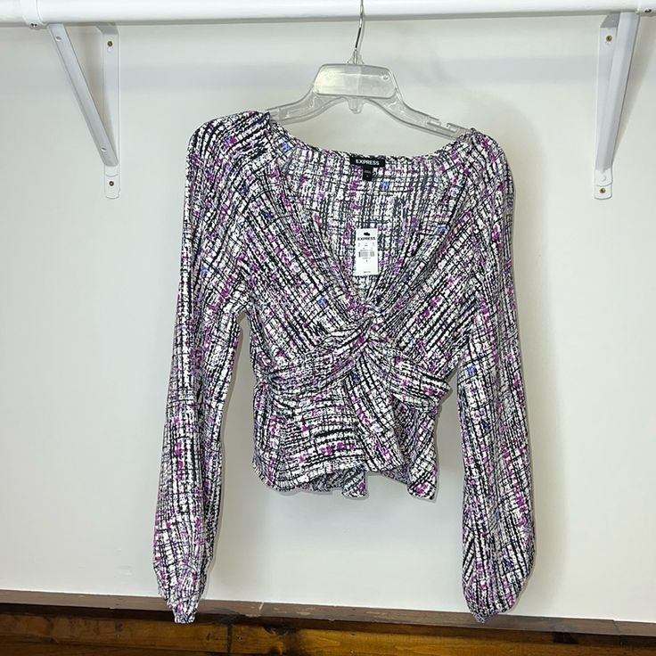 Nwt! Express Twist Front Top In A Size Small. Comes From A Smoke Free Environment. Bundle Your Likes For A Discount And Discounted Shipping! Posh Ambassador, Fast Shipping! Purple Long Sleeve Tops For Night Out, Purple Long Sleeve Blouse For Night Out, Purple Tops For Night Out In Fall, Purple Top For Night Out In Fall, Purple Tops For Fall Night Out, Chic Purple V-neck Top, Purple V-neck Top For Night Out, Purple Tops For Night Out In Spring, Casual Purple Top For Party