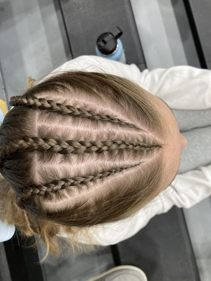 Cheer Comp Hair, Hairstyles For Soccer, Comp Hairstyles, Sporty Braids, Meet Day Hair, Hairstyle Sports, Braided Sporty Hairstyles, Meet Hairstyles, Lacrosse Hair