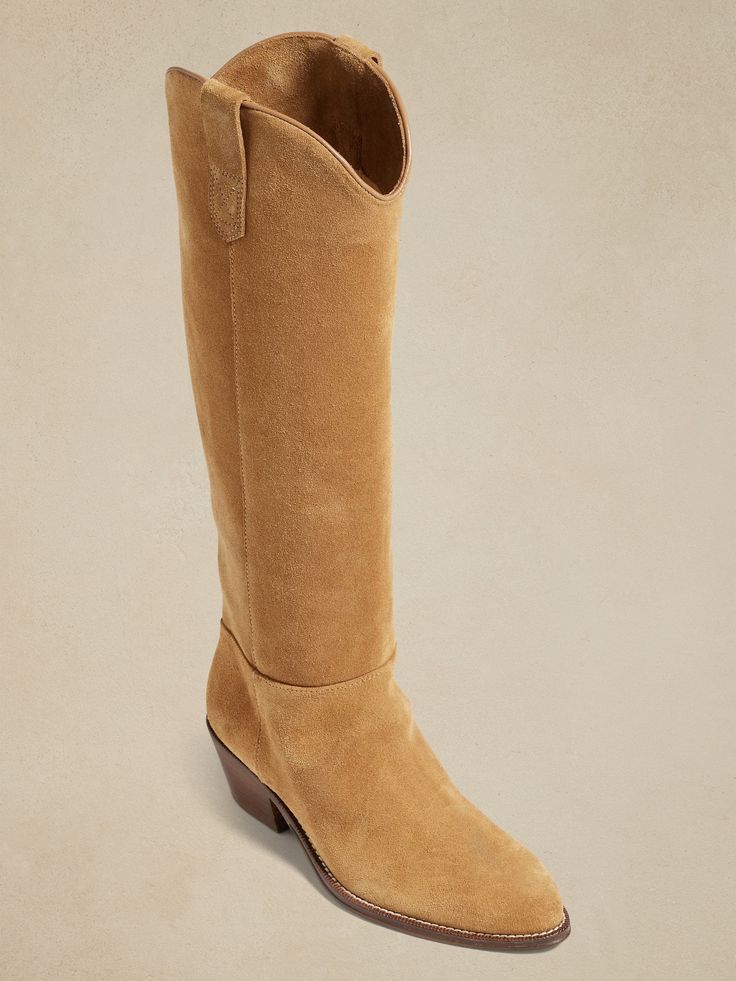 Archer Western Boot | Banana Republic Western Suede Moto Boots For Ranch, Western Wide Calf Suede Knee-high Boots, Western Style Suede Wide Calf Knee-high Boots, Western Suede Wide-calf Knee-high Boots, Western Suede Heeled Boots For Winter, Western Style Suede Heeled Boots For Winter, Winter Suede Knee-high Boots With Snip Toe, Western Moto Boots With Suede Lining, Western Suede Mid-calf Boots For Rodeo