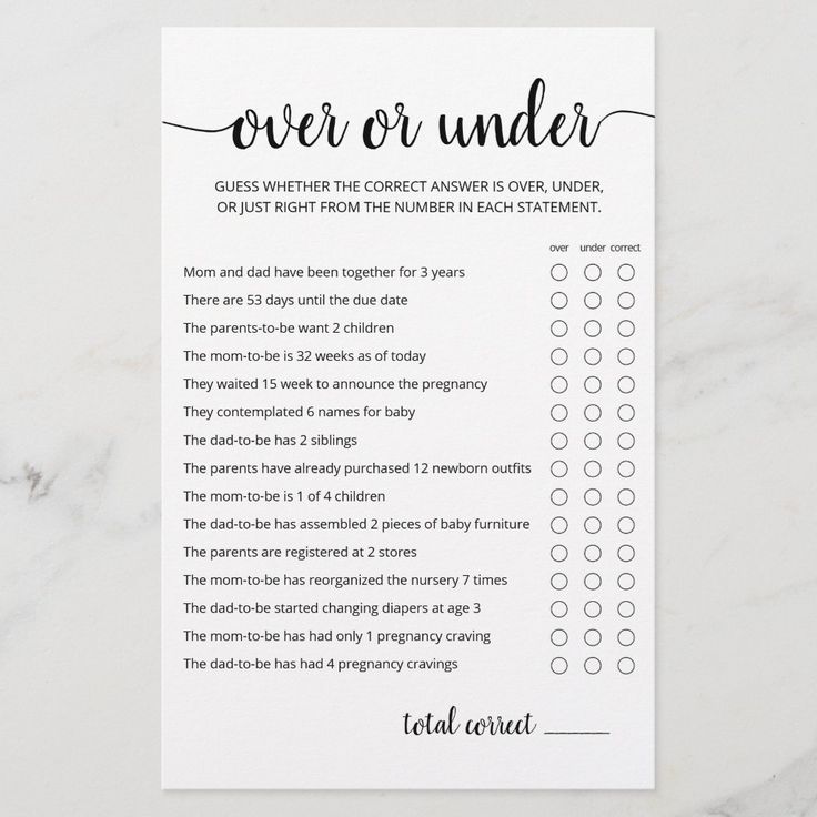 a printable over or under checklist on a marble surface