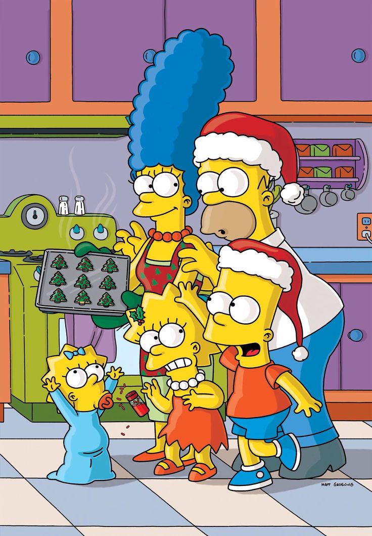 the simpsons family is dressed up for christmas