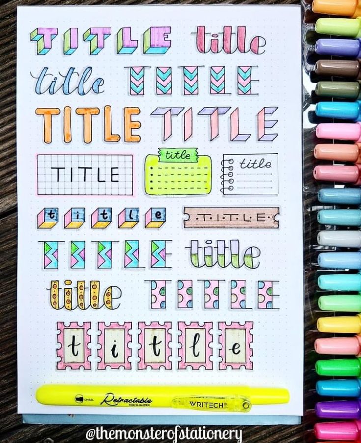 Bujo Titles, Bullet Journal Titles, Bullet Journal Work, Bullet Journal Headers, Title Ideas, Bullet Journal Mood Tracker Ideas, Bullet Journal Notes, Bullet Journal Paper, Bulletin Journal Ideas