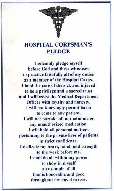 a sign that says hospital coffsman's pledge