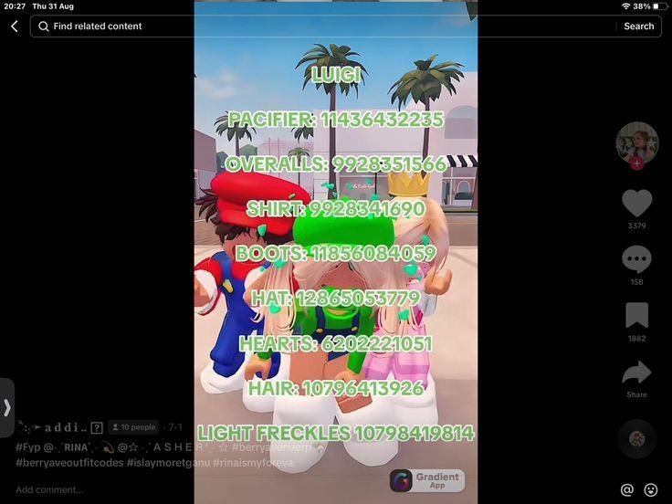 the screenshot shows an image of mario kartman and luigi in front of some palm trees