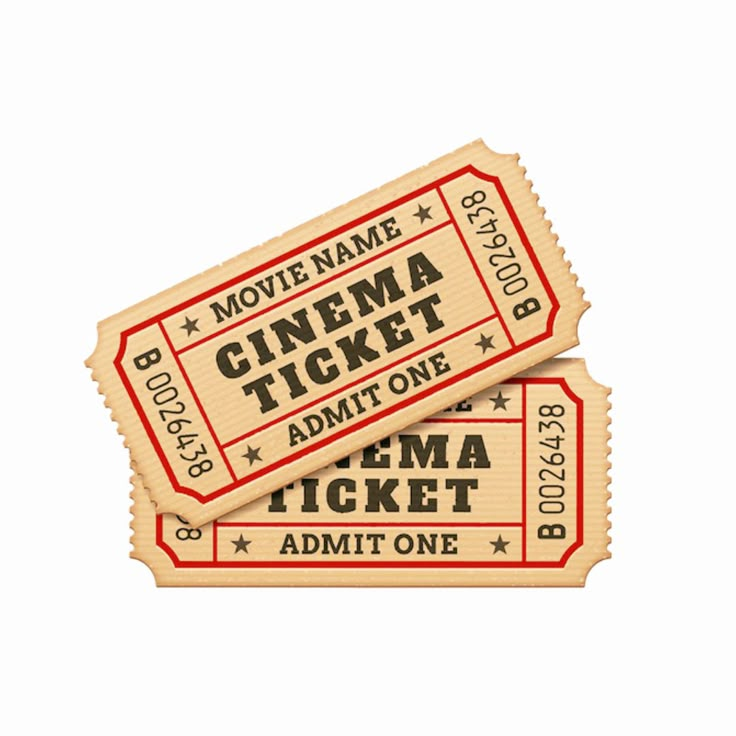 two movie tickets sitting on top of each other