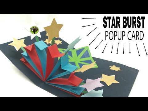 an origami pop up card with stars on it and the words star burst above it