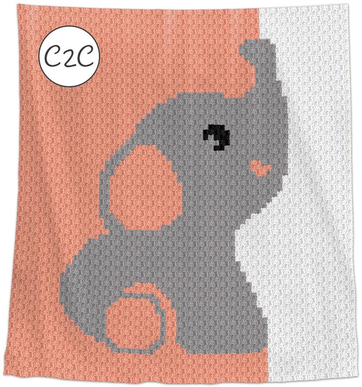 an elephant is shown on the back of a blanket with orange and grey squares around it