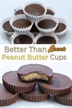 peanut butter cups are stacked on top of each other