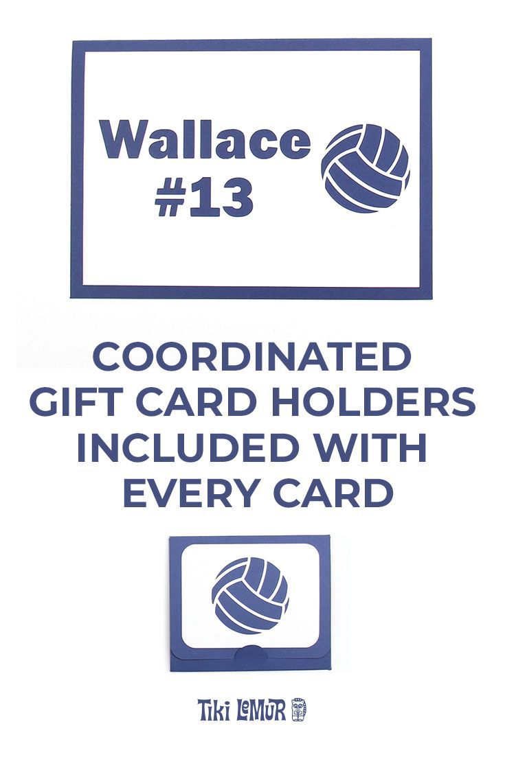 the logo for wallace's gift card holder is shown in blue and white with an image of a volleyball ball on it