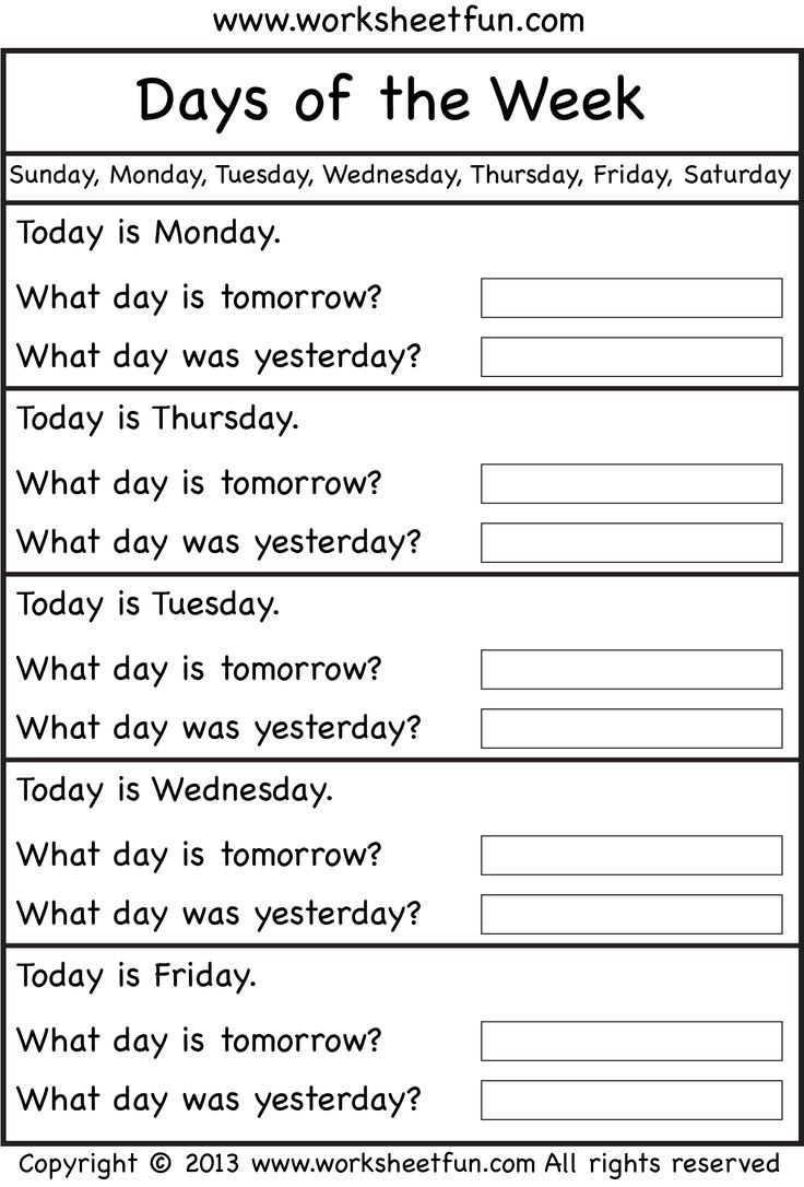 worksheet for the days of the week with question marks and other words on it