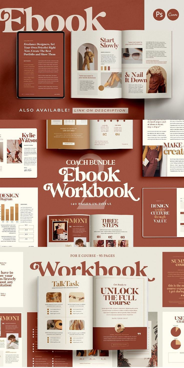 an assortment of brochures and booklets are shown in this graphic art workbook