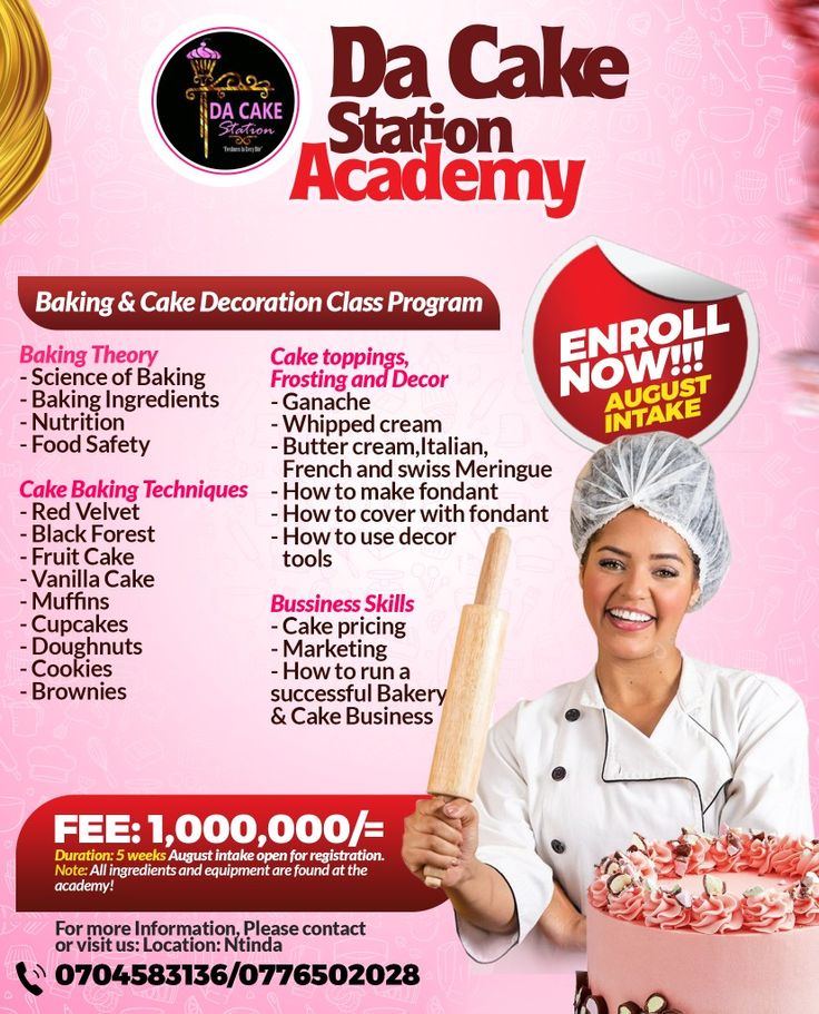 an advertisement for the da cake station academy