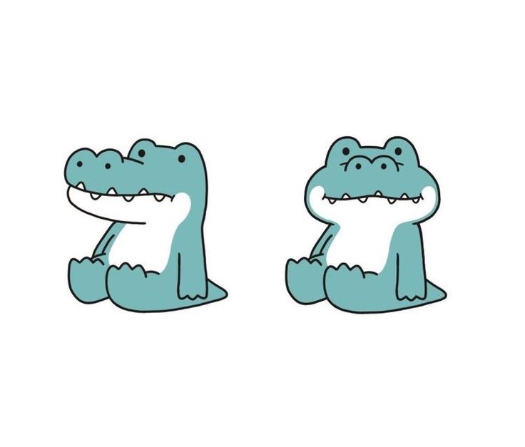 two cartoon alligators sitting next to each other