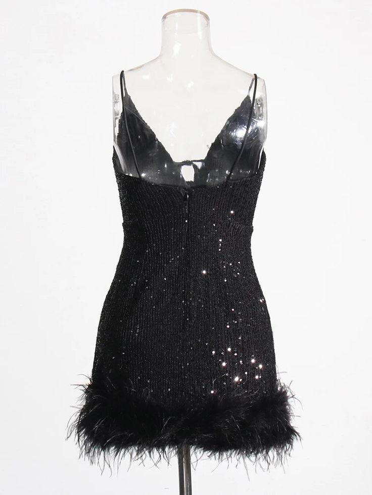 Be the life of the party in this sequin and feather-trimmed mini dress, featuring convertible straps and a fun, flirty silhouette. Everyone will be clucking over your fabulous look! Elasticity: Slight Stretch Decoration: Feathers Material: Polyester Slim Bodycon Dress, Modern Womens Fashion, Feather Trim, Life Of The Party, Feather Dress, Mini Dresses For Women, Evening Attire, Glamorous Evening Gowns, Flowing Maxi Dress