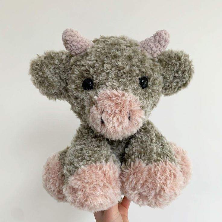 Fluffy cow plushie Fuzzy Cow Crochet Pattern, Crochet Fuzzy Cow Pattern Free, Crochet Fluffy Cow Pattern, Crochet Cow Fluffy, Fluffy Cow Crochet Pattern, Fuzzy Cow Crochet, Fluffy Cow Crochet Pattern Free, Fluffy Crochet Projects, Fluffy Cow Crochet