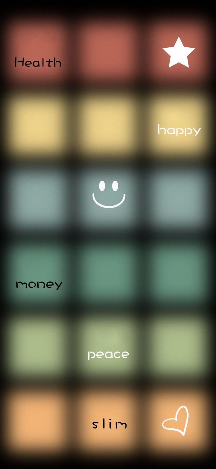 an iphone screen with the words happy, money and peace written in different languages on it