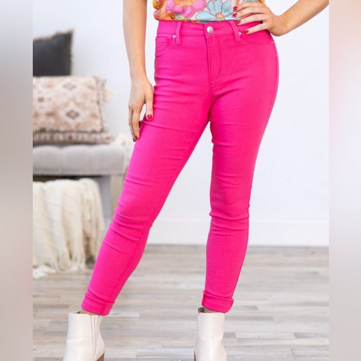 Brand New Without Tags! Size Large Pink Skinny Stretchy Pants. Elevate Your Wardrobe With These Stylish Ymi Hyperstretch Pink Skinny Jeans. Designed For Women, These Jeans Are Perfect For Those Who Want To Make A Fashion Statement. The Jeans Are Made Of High-Quality Material That Ensures They Will Last For A Long Time. Featuring A Regular Size Type, These Skinny Jeans Are A Must-Have For Any Fashion-Forward Woman. The Jeans Are Available In A Beautiful Pink Color That Is Sure To Turn Heads. They Solid Color Elastane Jeggings For Spring, Pink Tight Fit Bottoms For Fall, Pink Tight Bottoms For Fall, Tight Pink Bottoms For Fall, Spring Solid Mid-rise Jeggings, High Waist Fitted Jeggings For Spring, Trendy Fitted Jeggings, Fitted High Waist Jeggings For Spring, Spring High-waisted Stretch Jeggings