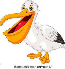 a cartoon pelican with an open mouth