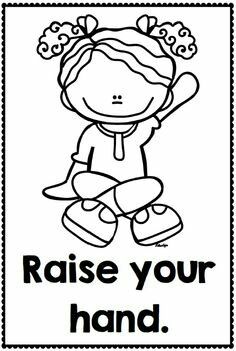 School Clipart Black And White, Rules Coloring Pages, Classroom Manners, Manners Preschool, Preschool Classroom Rules, Kindergarten Behavior, Preschool Behavior, Teaching Classroom Management, Classroom Rules Poster