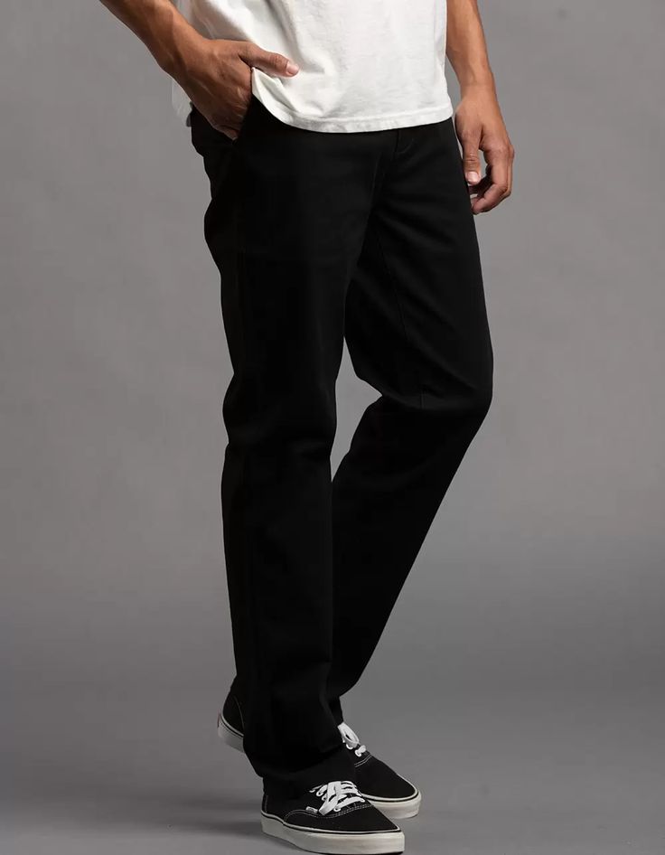 RSQ Mens Slim Straight Chino Pants - BLACK | Tillys Casual Jeans With Welt Pockets And 5-inch Inseam, Casual Straight Fit Tapered Leg Pants, Casual Straight Fit Bottoms, Black Straight Fit Mid-rise Pants, Black Pants With Relaxed Fit And 5-inch Inseam, Casual Slim Fit Straight Leg Pants, Casual Straight Fit Mid-rise Pants, Relaxed Fit Mid-rise Pants Without Pockets, Casual Mid-rise Straight Fit Pants