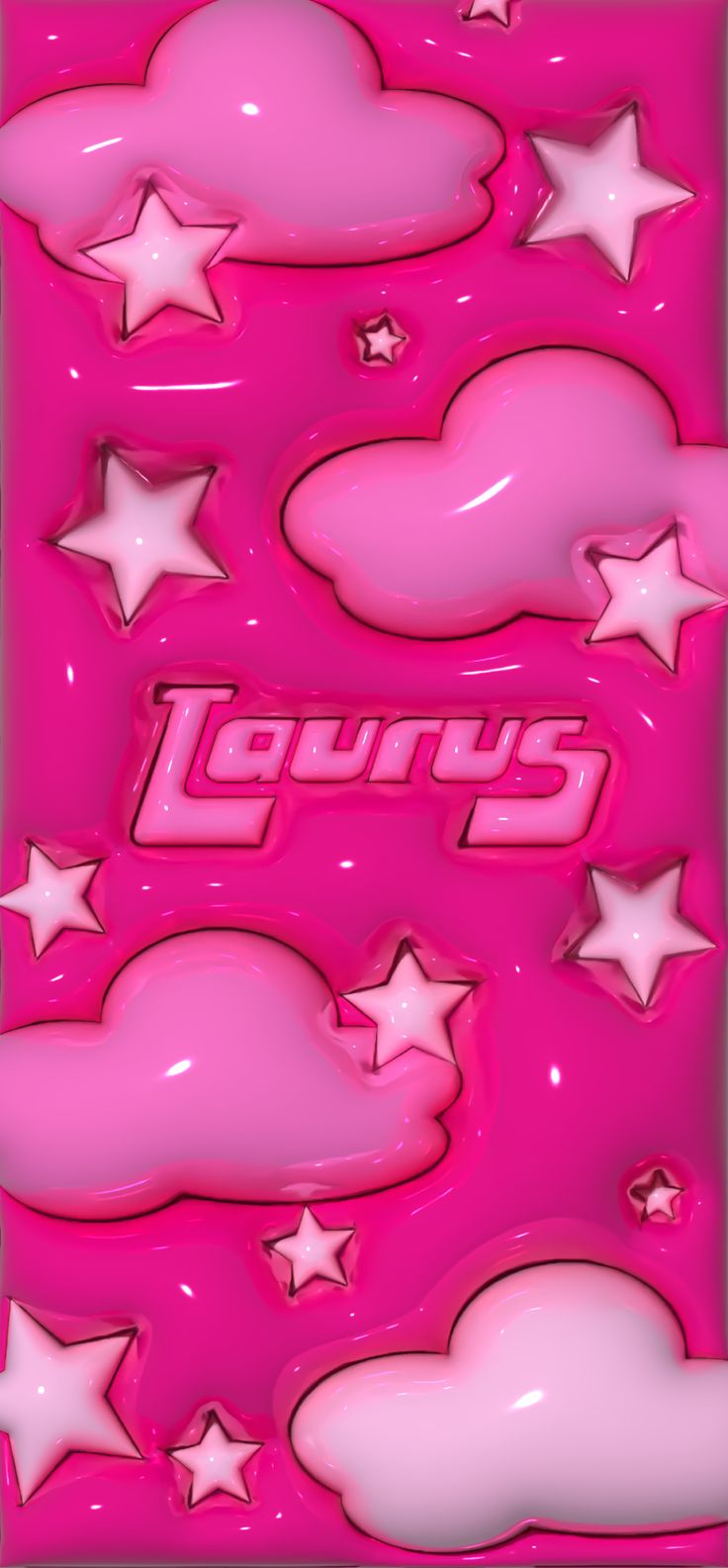 a pink background with stars and clouds