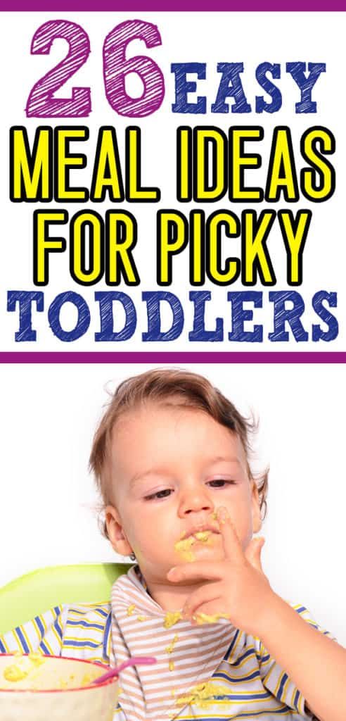 a baby eating food with the words 26 easy meal ideas for picky toddlers