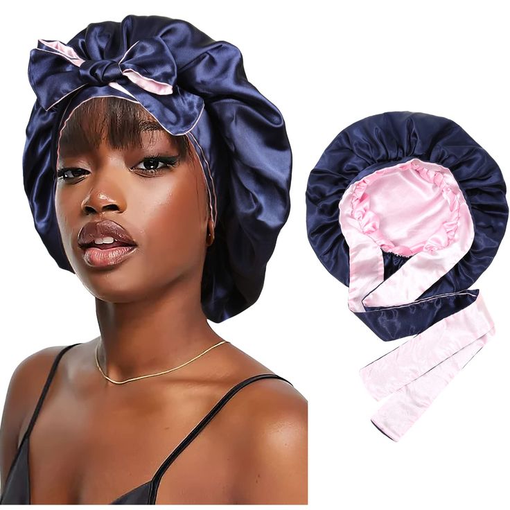 PRICES MAY VARY. 🌷【Double Layer Sleep Bonnet】Double-layer design, soft and comfortable, double-layer hair care, reduce the friction on the hair when sleeping. Front and back can be worn, simple and practical, two different colors to choose from. 🌼【Better Protection For Your Hair】The satin fabric is soft enough to let you sleep comfortably at night. Effectively keeps your hair dry during sleep and prevents tangling and shedding. The silk hair wrap bonnet provides maximum protection for your hai Satin Bonnet Sleep, Silk Hair Wrap, Silk Sleep Cap, Hair Bonnets, Silk Bonnet, Band Hair, Satin Bonnet, Hair Bonnet, Silk Hair