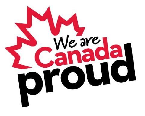 we are canada proud sticker on a white background with red and black text that reads, we are canadian proud