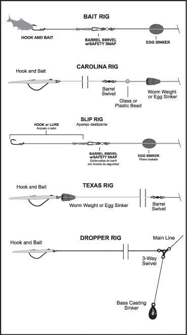 the diagram shows different types of fishing rods and how they are used to catch them