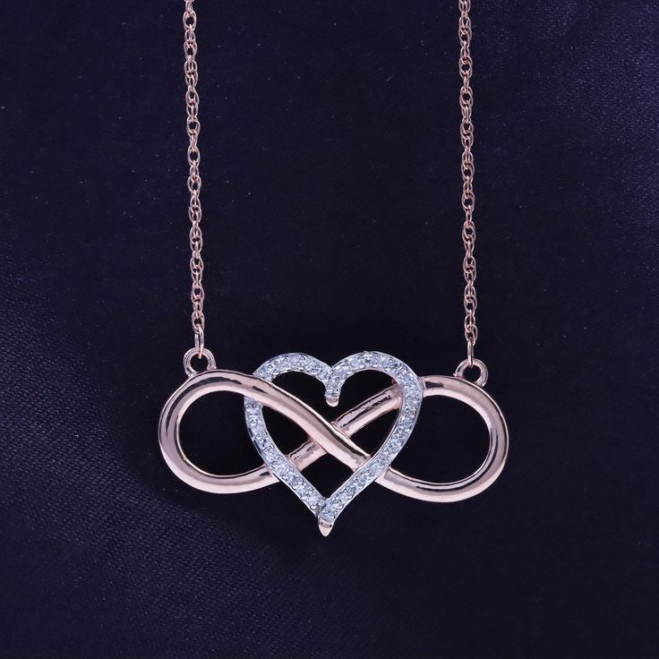 1/10 Carat Infinity Heart Necklace Natural White Diamond Pendant Necklace In 14k Gold Over Sterling Silver For Women, With 18" Chain (0.10 Ctw)  ❖Metal Type -  Sterling Silver ❖Metal Purity -  925  ❖Main Stone -  Natural White Diamond  ❖Main Stone Shape -  Round Cut ❖Total Carat Weight - 0.10 Cttw ❖Main Stone Clarity - I2-I3 ❖Setting Type -  Prong  ❖Model No - I-CSP21565 Infinity Necklace With Diamond Accents For Gifts, Rose Gold Infinity Necklace For Anniversary, Infinity-shaped Jewelry For Mom For Valentine's Day, Infinity Jewelry For Valentine's Day Gift For Mom, Valentine's Day Infinity Jewelry Gift For Mom, Infinity Necklace For Mom On Valentine's Day, Valentine's Day Rose Gold Infinity Necklace, Infinity Shaped Jewelry With Diamond Accents For Mother's Day, Mother's Day Infinity Jewelry With Diamond Accents