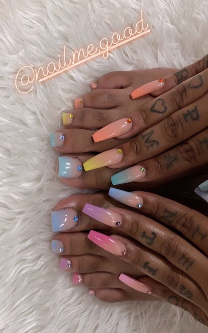 Nails And Toes, Gucci Nails, Cute Toe Nails, Exotic Nails, Summer Acrylic Nails, Rainbow Nails, Coffin Nails Designs, Fire Nails, Dream Nails