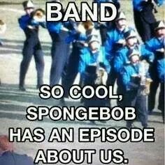 an image of a band with the caption so cool spongebob has an episode about us