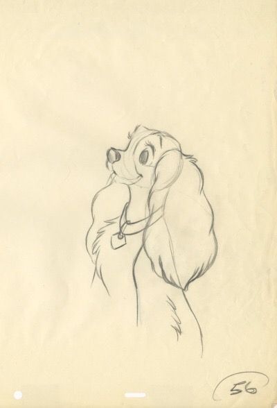 a drawing of lady and the tramp from disney's beauty and the beast