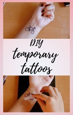 two photos with the words my temporary tattoos on their wrist and hand, in black ink