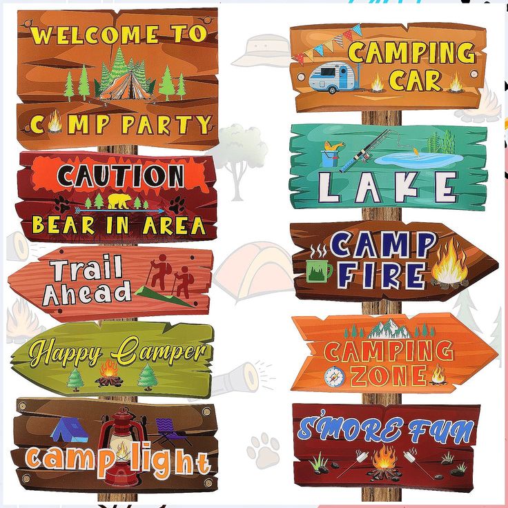 20 Pieces Camping Party Sign Camping Party Themed Directional Signs Camper Sign Camping Cutouts Welcome Yard Outdoor Wall Sign Party Supplies Photo Props Backdrop Decoration Party Decor Camping Birthday Party Decorations, Camper Signs, Camping Theme Party, Camping Birthday Party, Backyard Camping, Camping Signs, Camping Birthday, Directional Signs, Camping Party