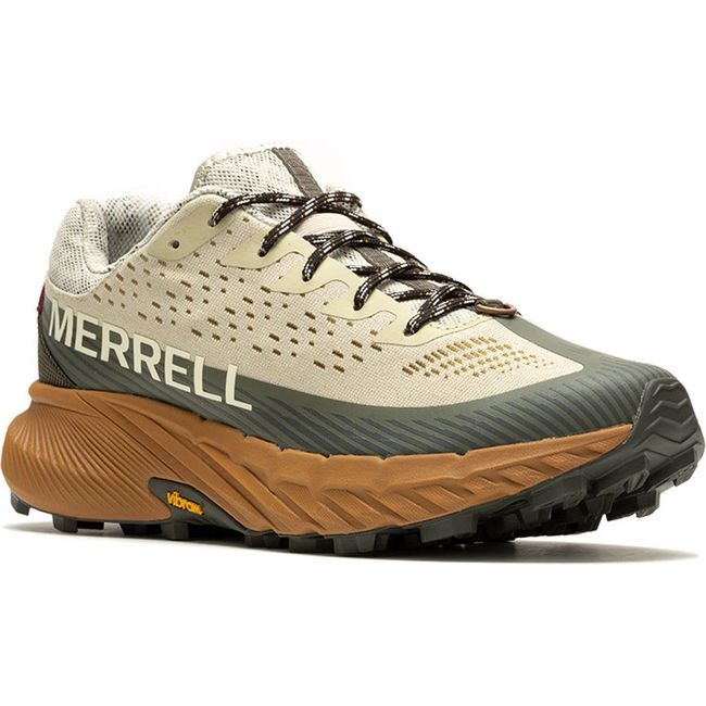 The Merrell Agility Peak 5 Trail Running Shoes are engineered for any outdoor adventure. Designed with a breathable engineered mesh and TPU upper, these shoes ensure maximum airflow and durability on rugged trails. The SBR/mesh collar and tongue are crafted to absorb minimal water, while providing substantial stretch, to provide a snug and adaptive fit. For added stability, the external rear sling locks in your heels to ensure a secure fit, even when running over the toughest terrains. Additionally, the protective and abrasion-resistant toe cap shields your feet from unexpected obstacles and the Vibram MegaGrip outsoles have 5mm traction lugs that are designed to shed debris, so you can stay sure-footed on any wet, dry or rocky trails. Features: Breathable engineered mesh and TPU upper 100 Merrell Shoes Mens, Running Shoes Design, Sneaker Design, Awesome Shoes, Colorful Patterns, Merrell Shoes, Trail Shoes, Trail Running Shoes, Workout Accessories