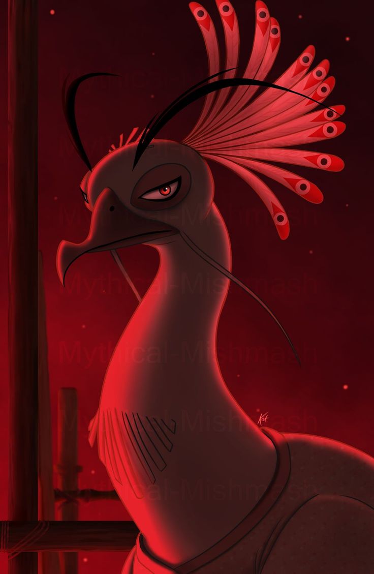 an animated bird with feathers on its head