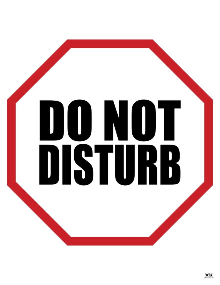 a stop sign with the words do not disturb in black and red on white background