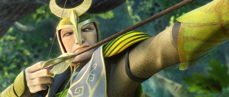 an animated character holding a bow and arrow