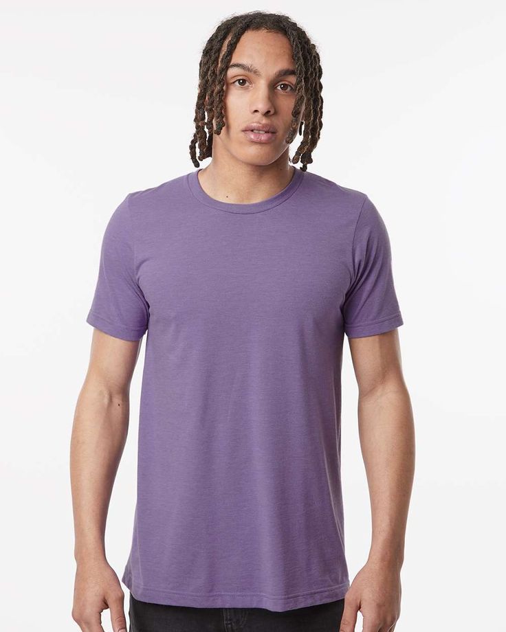 Combed CVC T-Shirt - HEATHER DEEP PURPLE - XL | Tultex Combed CVC T-Shirt in Heather Deep Purple Size XL | Cotton/Polyester Blend Heather Cotton Crew Neck T-shirt, Heather Cotton T-shirt With Relaxed Fit, Purple Pre-shrunk Cotton T-shirt, Relaxed Fit Crew Neck Sleep T-shirt, Relaxed Fit Crew Neck Sleepwear T-shirt, Purple Cotton Crew Neck T-shirt, Cotton Short Sleeve Sleep T-shirt, Heather Tri-blend Crew Neck Top, Basic Purple Short Sleeve T-shirt