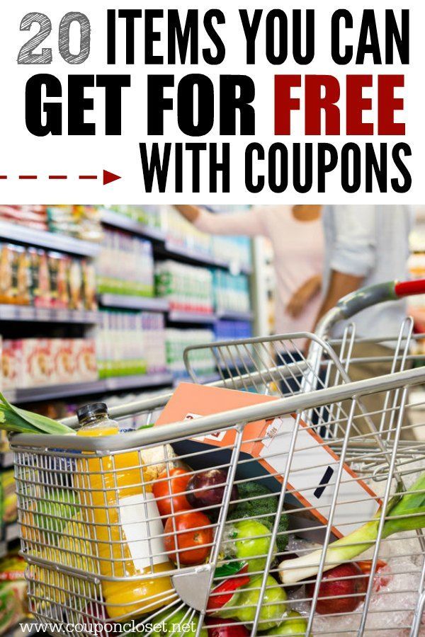 a shopping cart with the text 20 items you can get for free with coupons