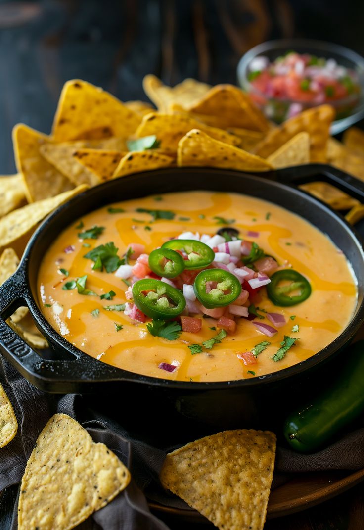 a bowl of quesadilla soup with tortilla chips on the side