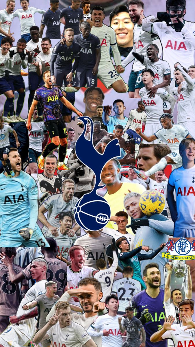 the collage shows many different soccer players, including one with a blue bird on his head