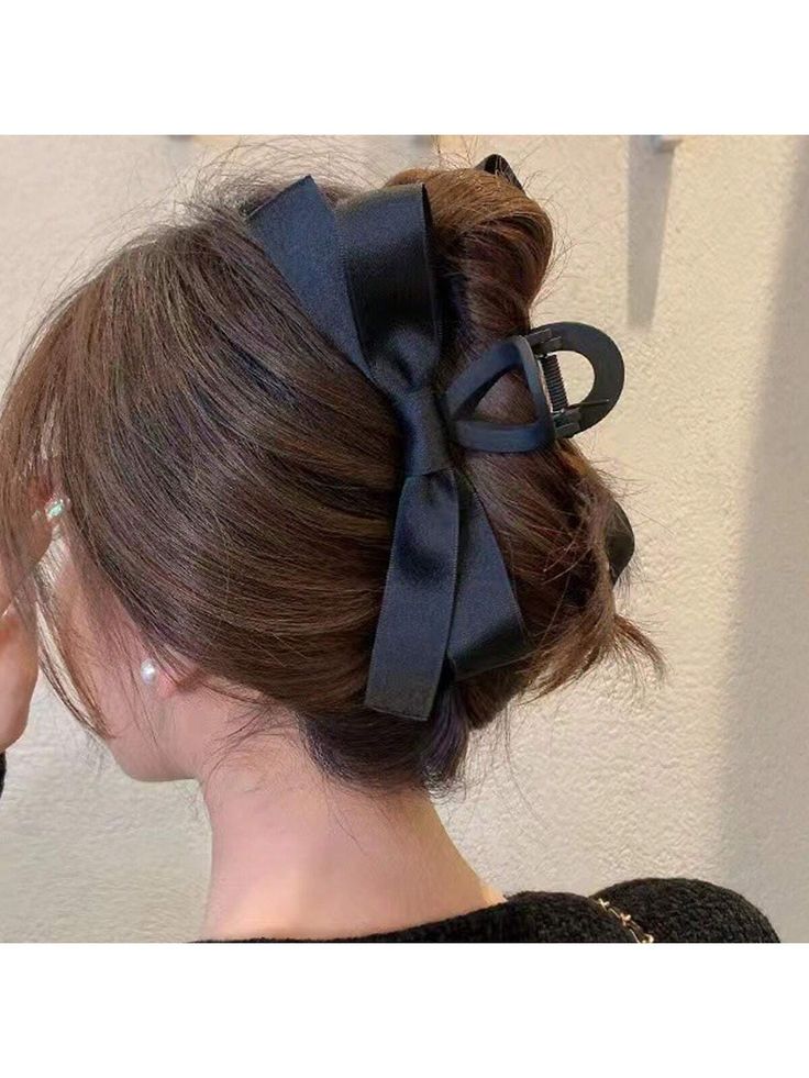 Multicolor  Collar  PMMA   Embellished   Women Accessories Black Hair Clips, Thick Curly Hair, Peinados Recogidos, Hair Accessories Clips, Claw Hair Clips, Stil Elegant, Ribbon Hair Bows, Ribbon Hair, Krabi