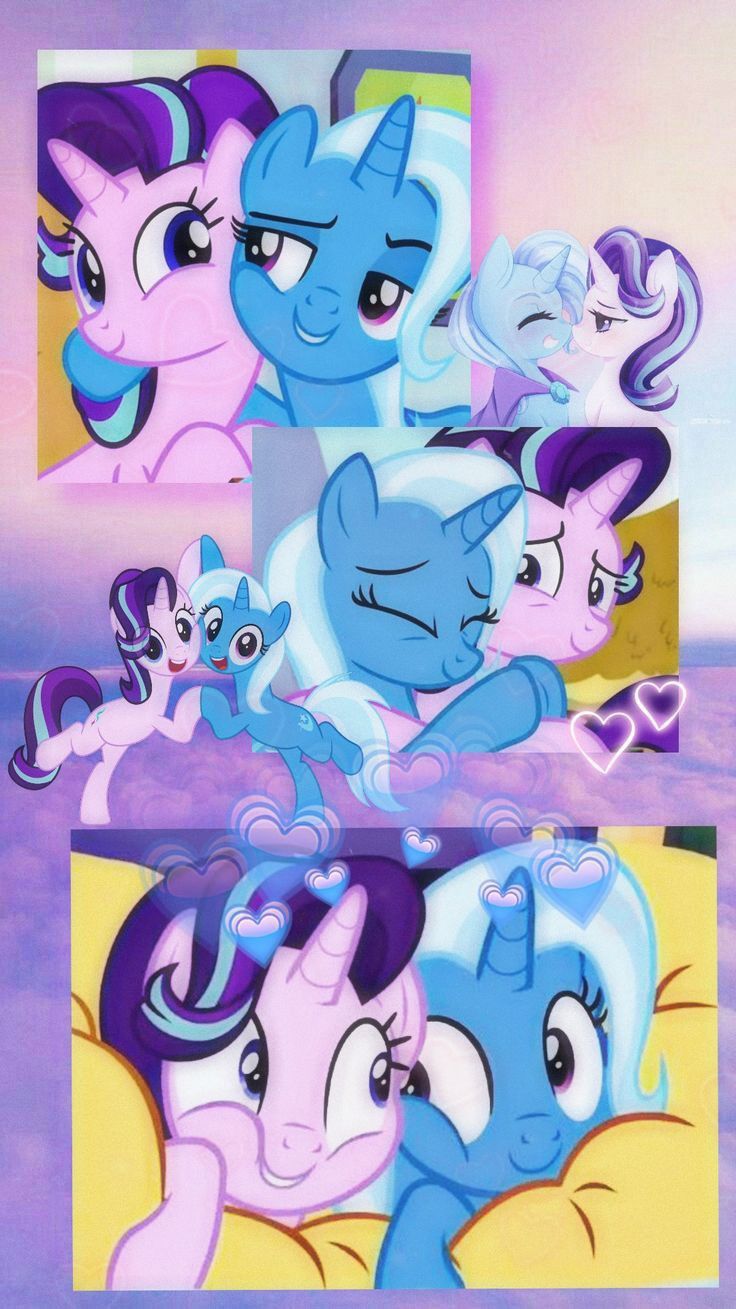 an image of many different ponys in the same group with one being pink and blue