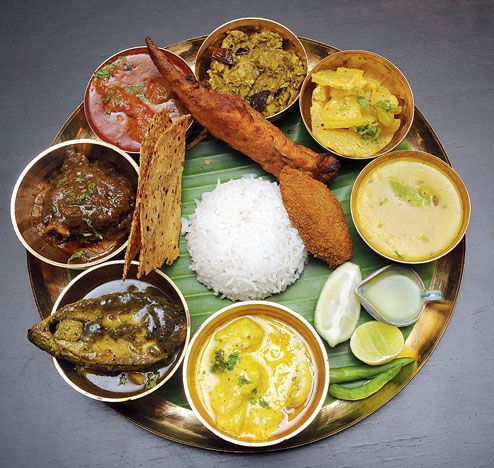 a plate full of different types of food